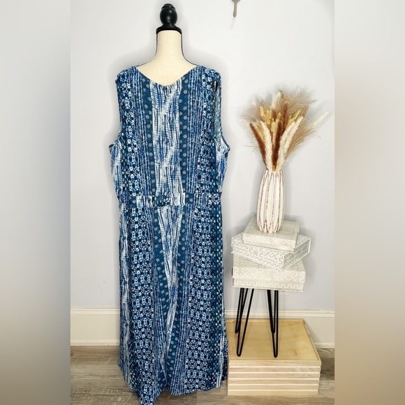 Monroe & Main Boho Blue Mixed Print Maxi Dress - 22W - Picture 3 of 5